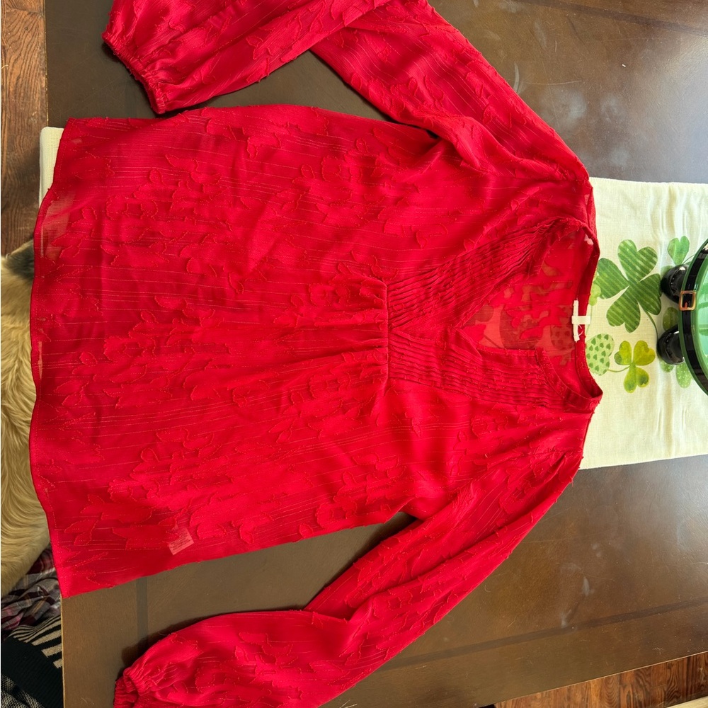 Maurices Red Sheer Blouse